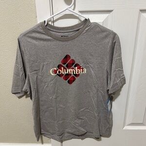 Columbia Gray Tee with Red Plaid Logo